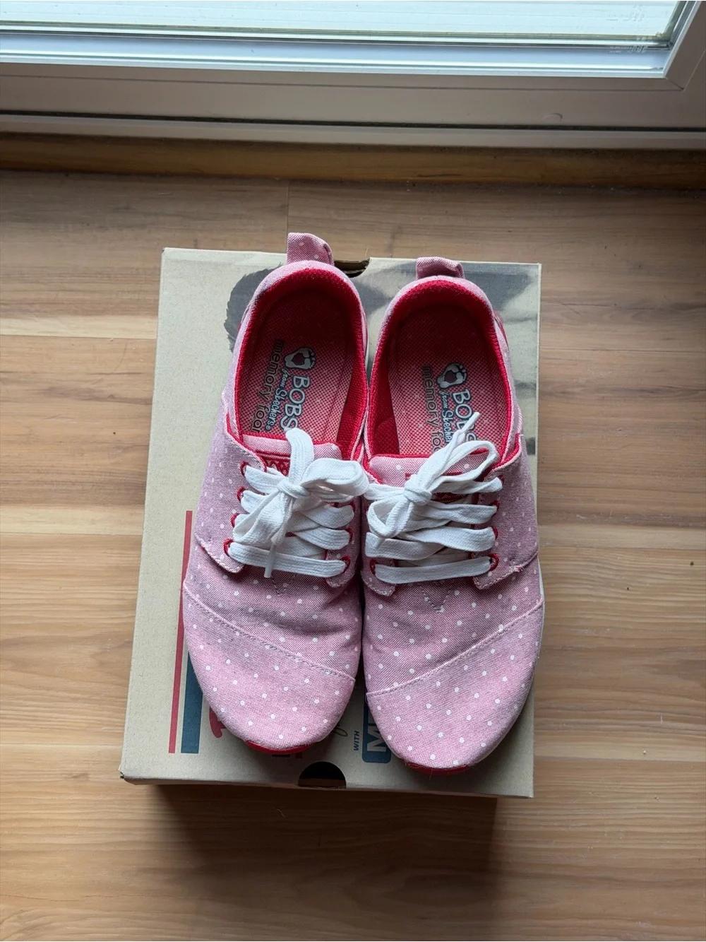 Skechers Red Polka Dot Canvas Sneakers with White Laces
